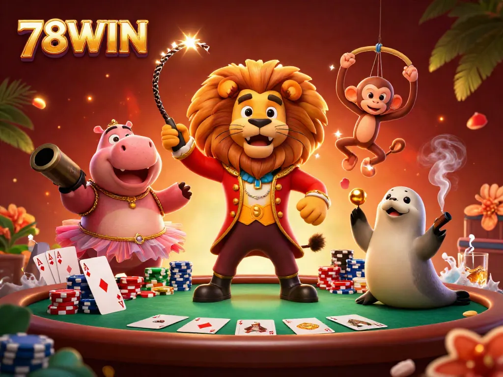 Engage in thrilling gameplay with 78WIN featuring colorful characters and dynamic poker elements.