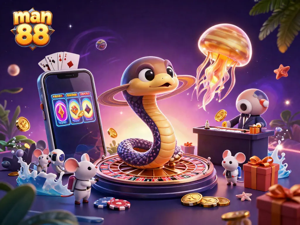Engage in exciting betting thrills with man 88 featuring a cosmic roulette scene.
