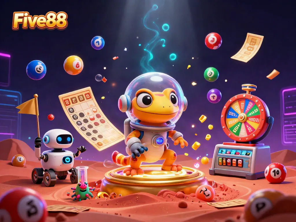 Experience excitement and wins at Five88's vibrant casino atmosphere resembling an alien discovery.