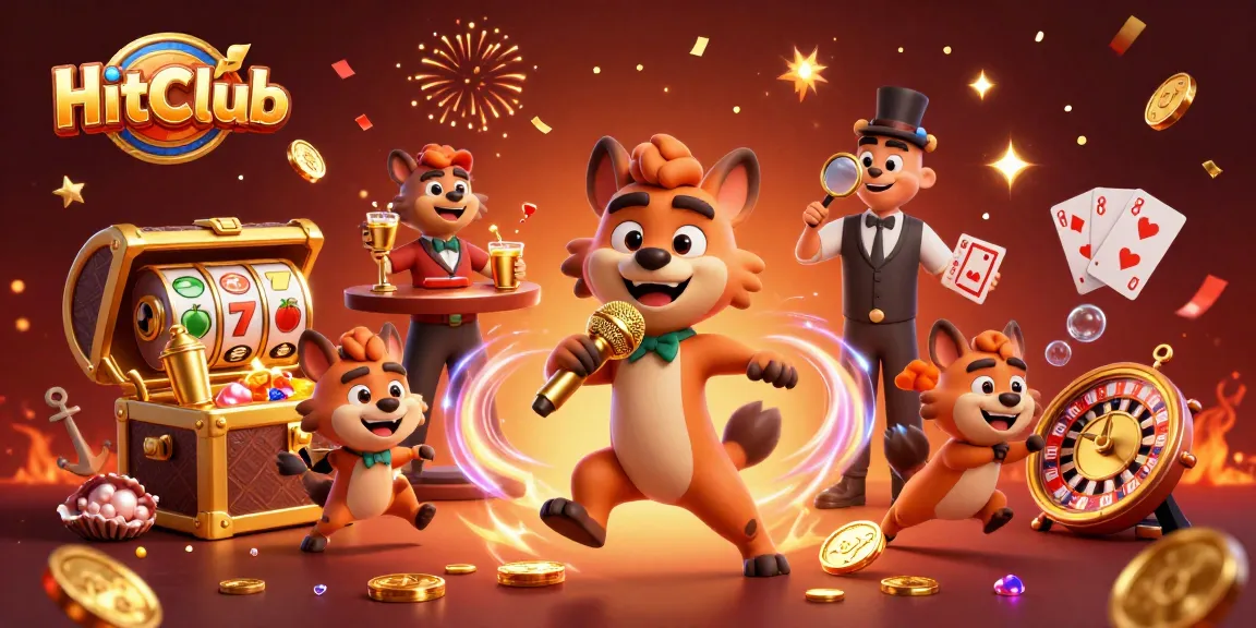 HitClub showcases hyenas running a lively casino scene with slots and vibrant colors, capturing the gambling excitement.