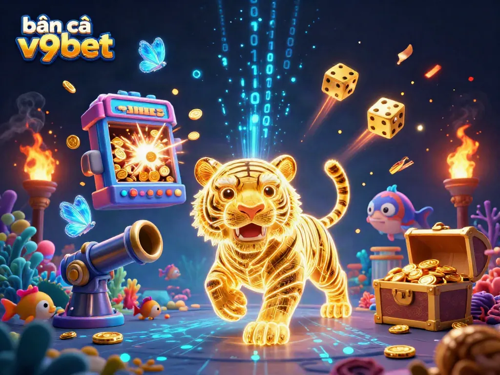 Engage in thrilling gameplay in bắn cá v9bet, featuring vibrant underwater elements.