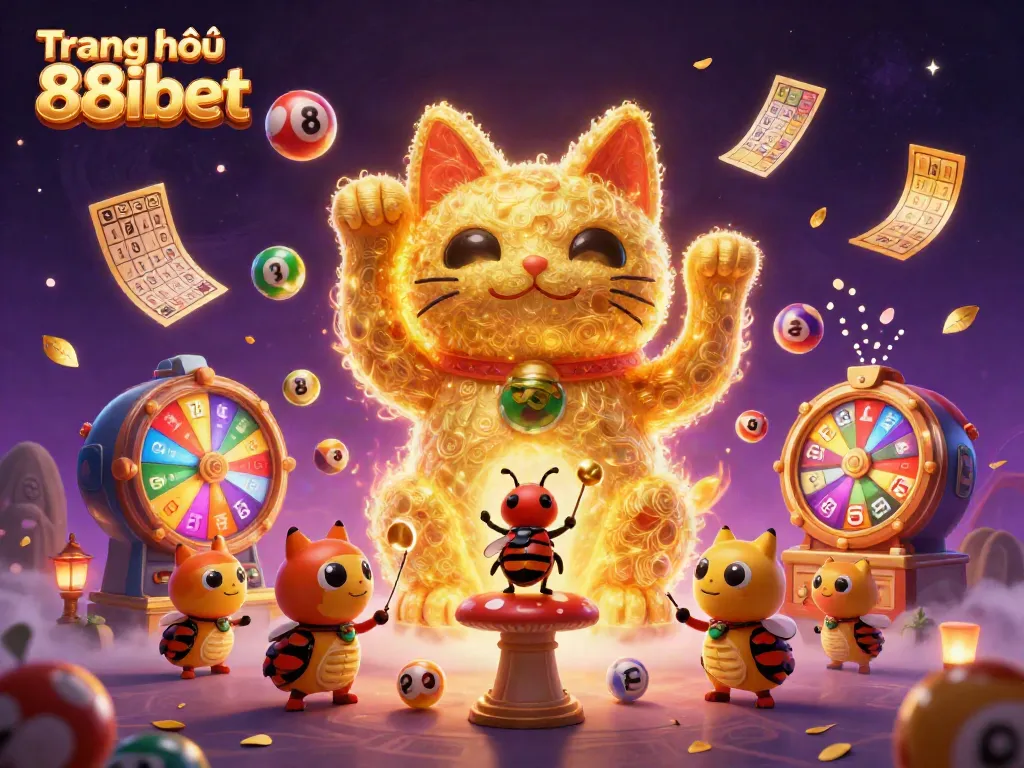 Experience fortune with the vibrant Trang chủ 88ibet illustration showcasing a dynamic lucky cat and casino elements.