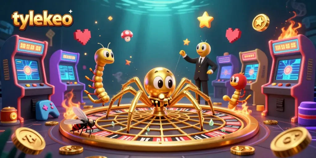 Experience excitement with tylekeo betting on a golden roulette wheel themed illustration.