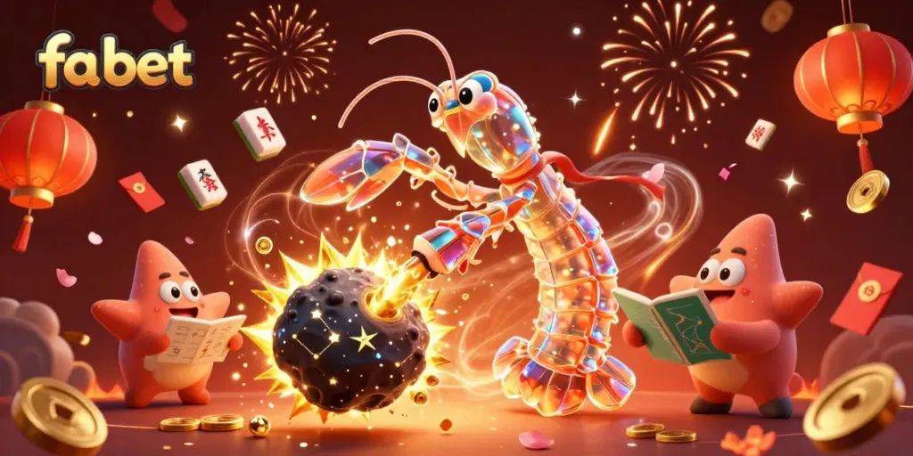 Experience thrilling immersive gameplay with fa bet featuring a galactic mantis shrimp and starfish in a dynamic casino scene.