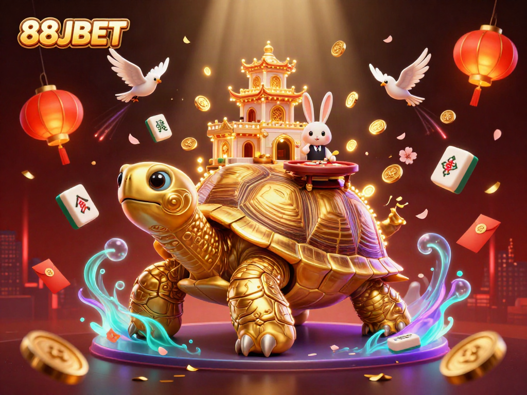 Experience the excitement of games at 88JBET with vibrant characters and gold elements in this lively casino scene.