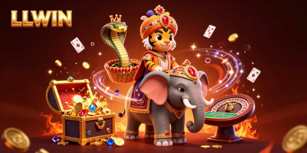 Experience thrilling moments with LLWIN in this stunning casino-themed 3D digital illustration.