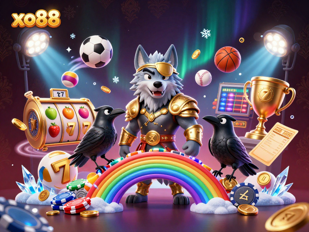 Experience thrilling casino action with xo88 featuring a Norse wolf and dynamic gaming elements.