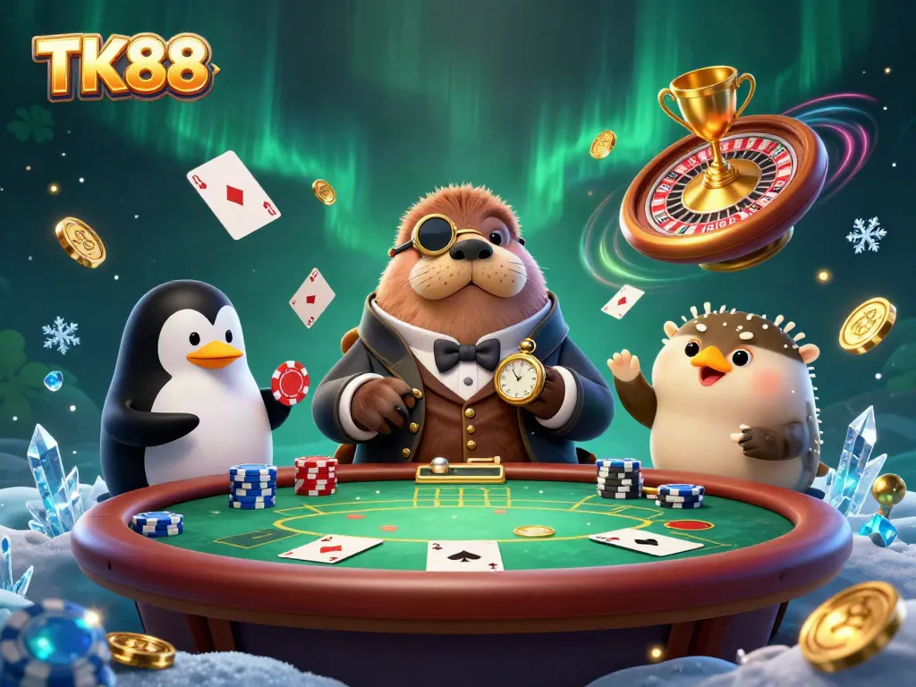 Engage with TK88's underwater casino vibe featuring poker fun with unique characters.