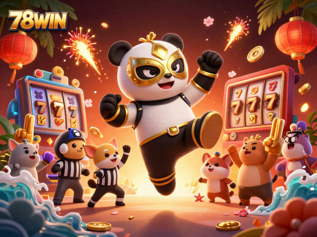 Experience thrilling gameplay at 78WIN with a vibrant scene showcasing exciting slot elements and energetic characters in action.