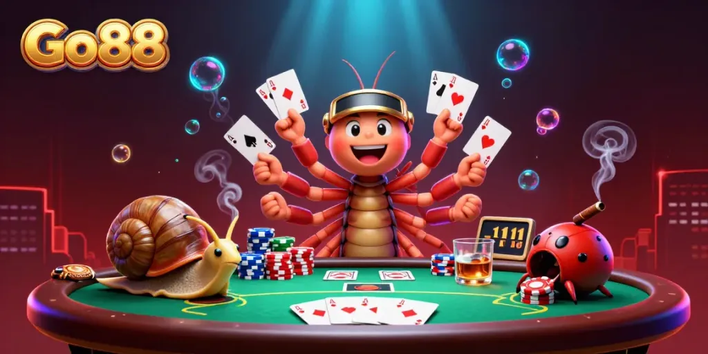 Experience the excitement of Go88 with a whimsical dealer and rich poker elements.