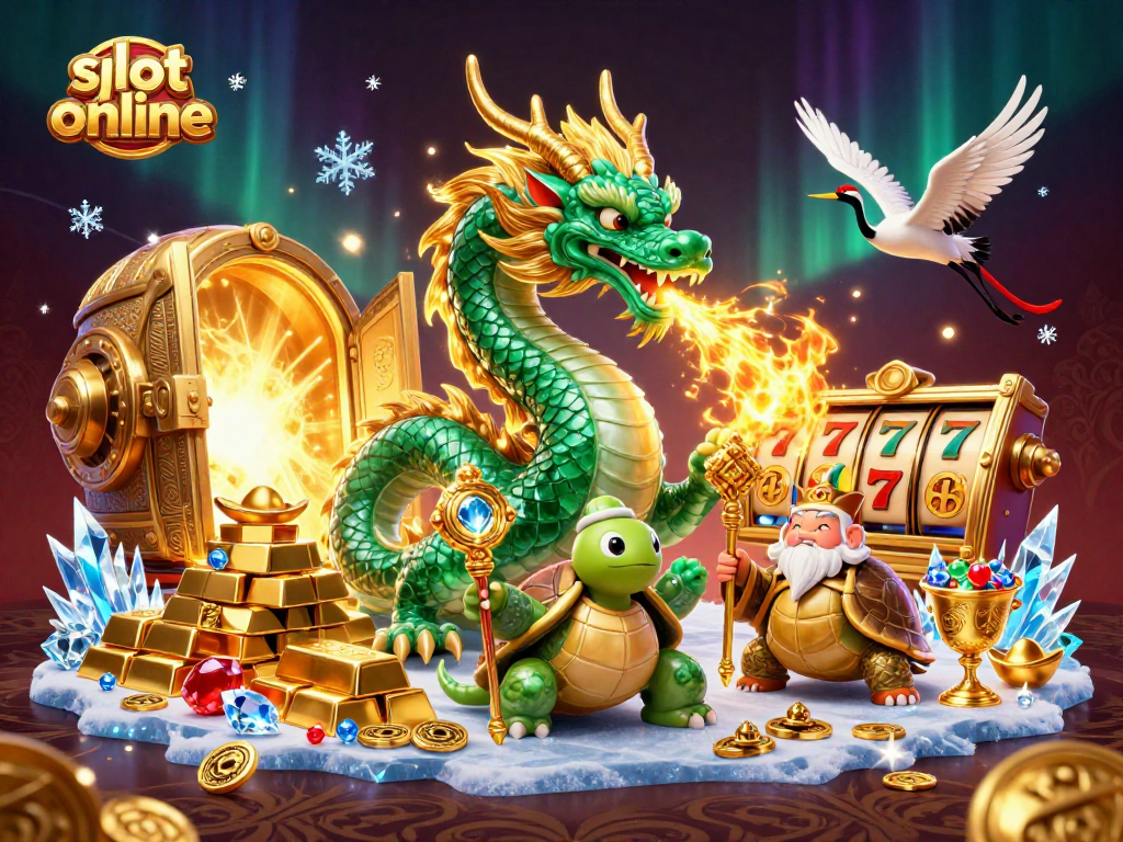 Spinn slot online dengan naga hijau jade dan angel emas, menanti kemenangan besar.