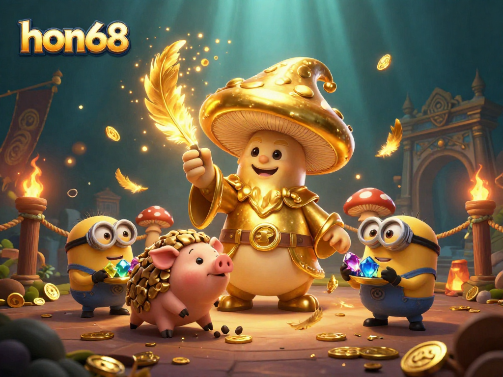 Experience thrilling gaming at hon68 with a vibrant illustration of magical treasure adventures.
