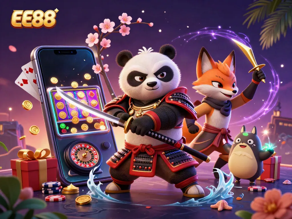 Engage with EE88's vibrant casino world featuring dynamic 3D characters and slot game action