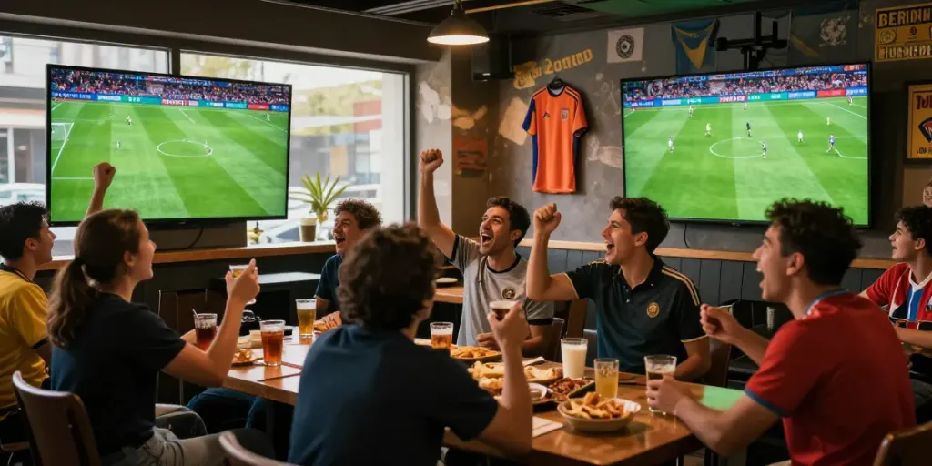 Socolive fans enjoying thrilling soccer matches in a lively sports bar environment.