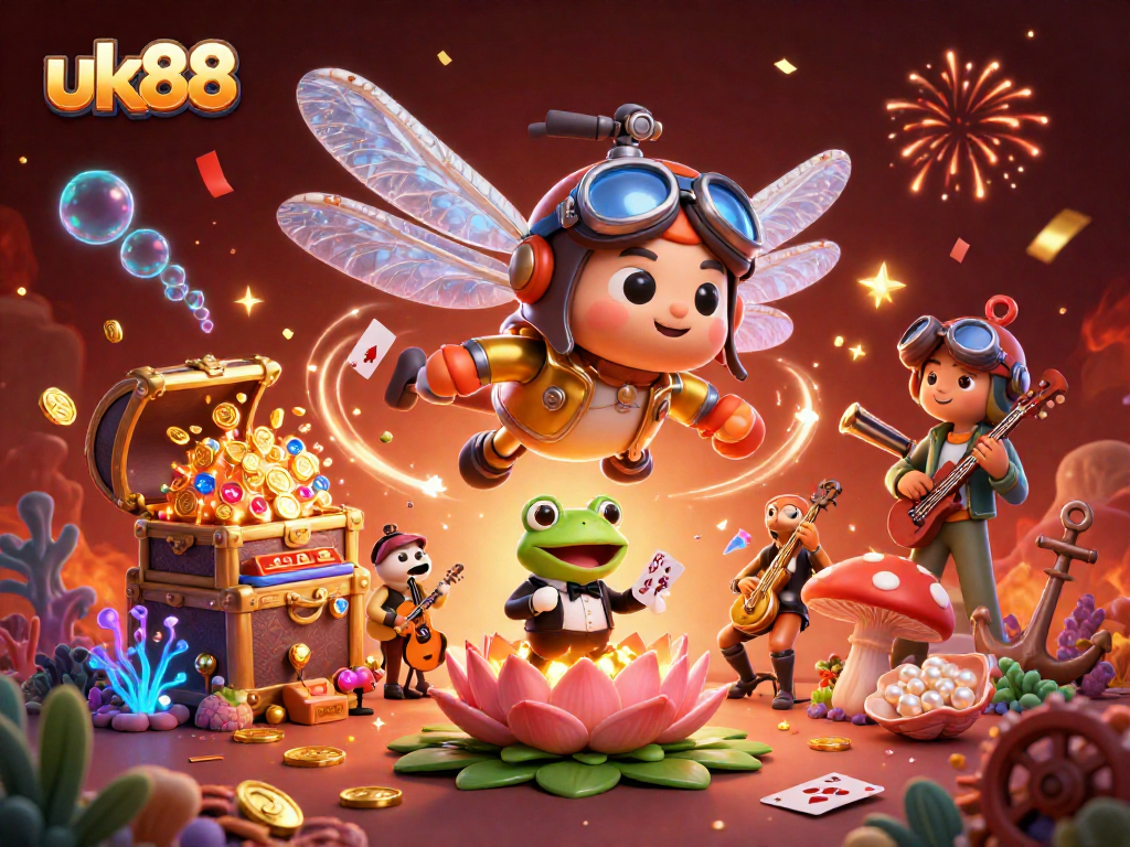 Engage with immersive games at uk88's vibrant casino, featuring lively characters and rich details.