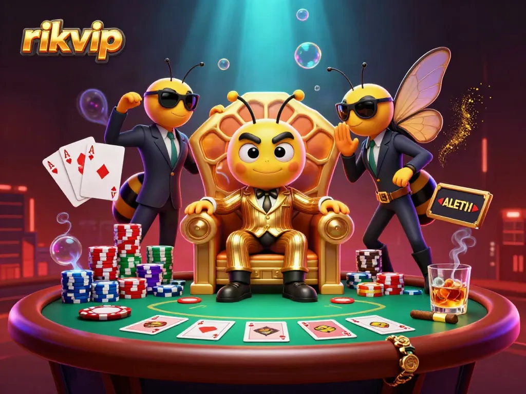 Explore vibrant gameplay at rikvip, featuring dynamic poker action with colorful chips and a lively atmosphere.