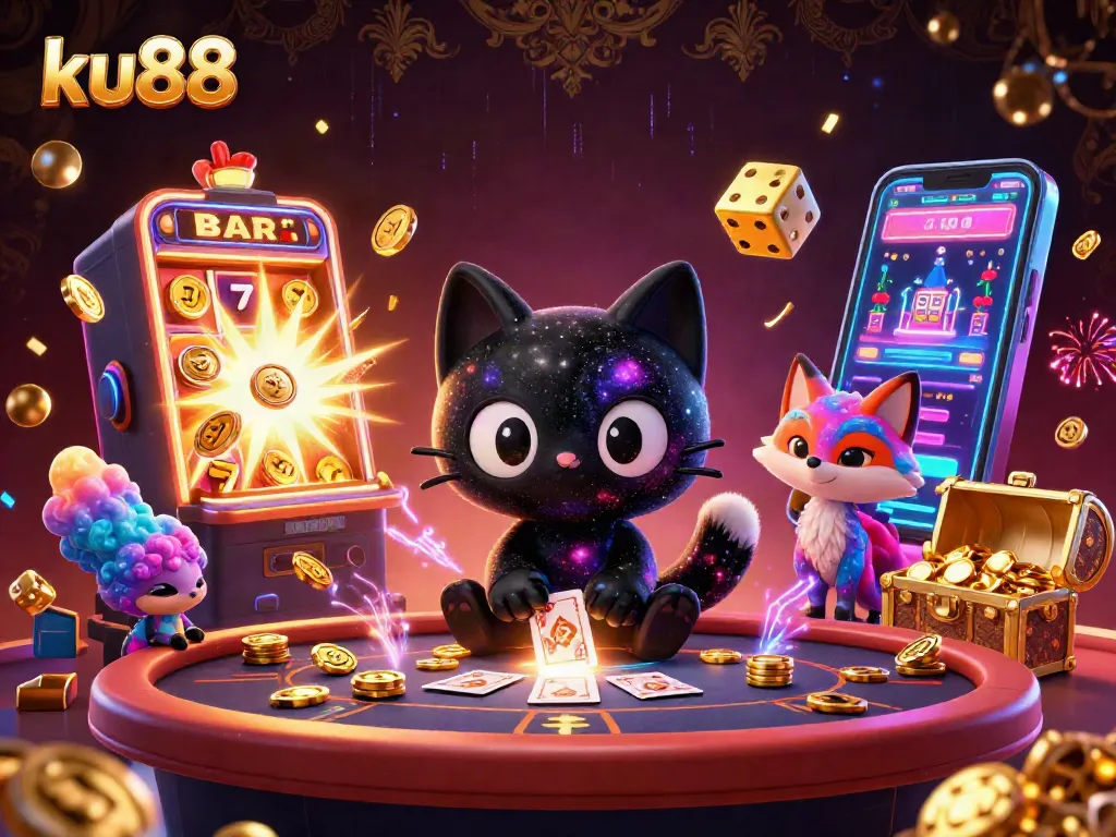 ku88 engages players with an exciting cosmic casino experience featuring a unique black hole cat.