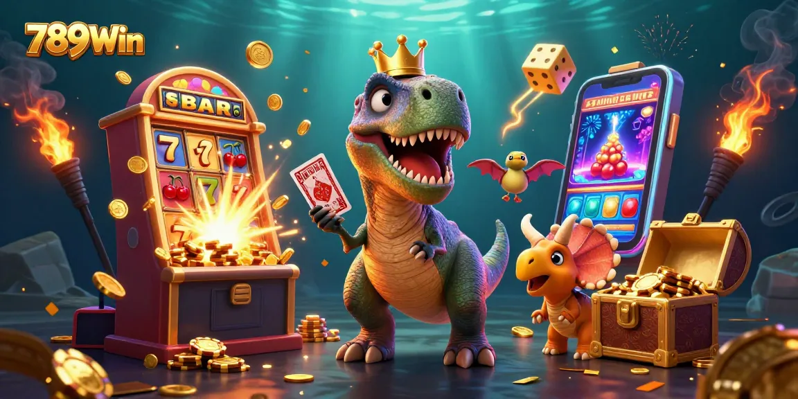 Engage with 789Win's vibrant casino scene featuring animated characters and exciting game elements.
