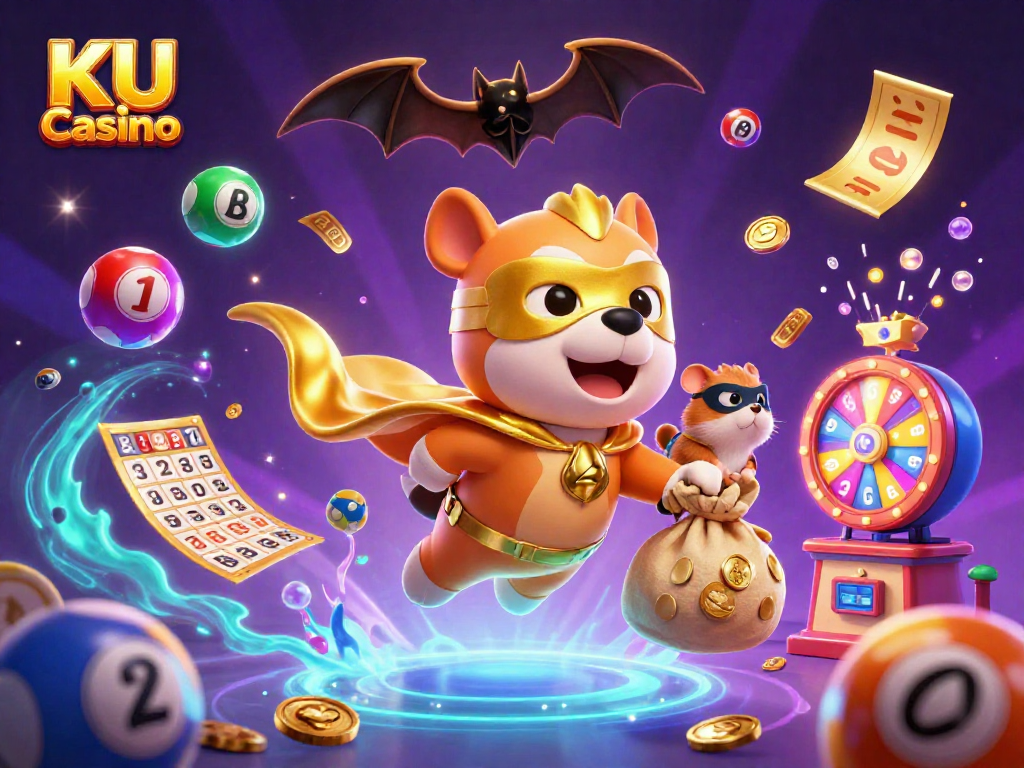 Experience exciting gameplay at KU Casino with vibrant gaming elements and our superhero mascot.
