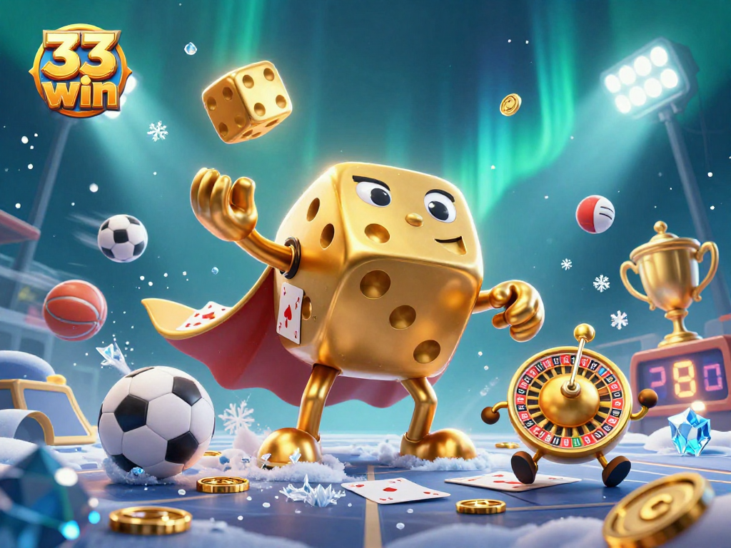 Experience winning thrills with the 33 win golden dice golem in an electrifying casino scene.