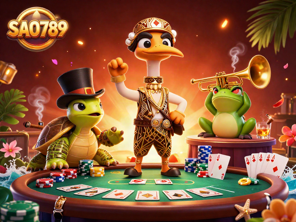 Play thrilling games at SAO789 with vibrant characters and exciting casino elements.