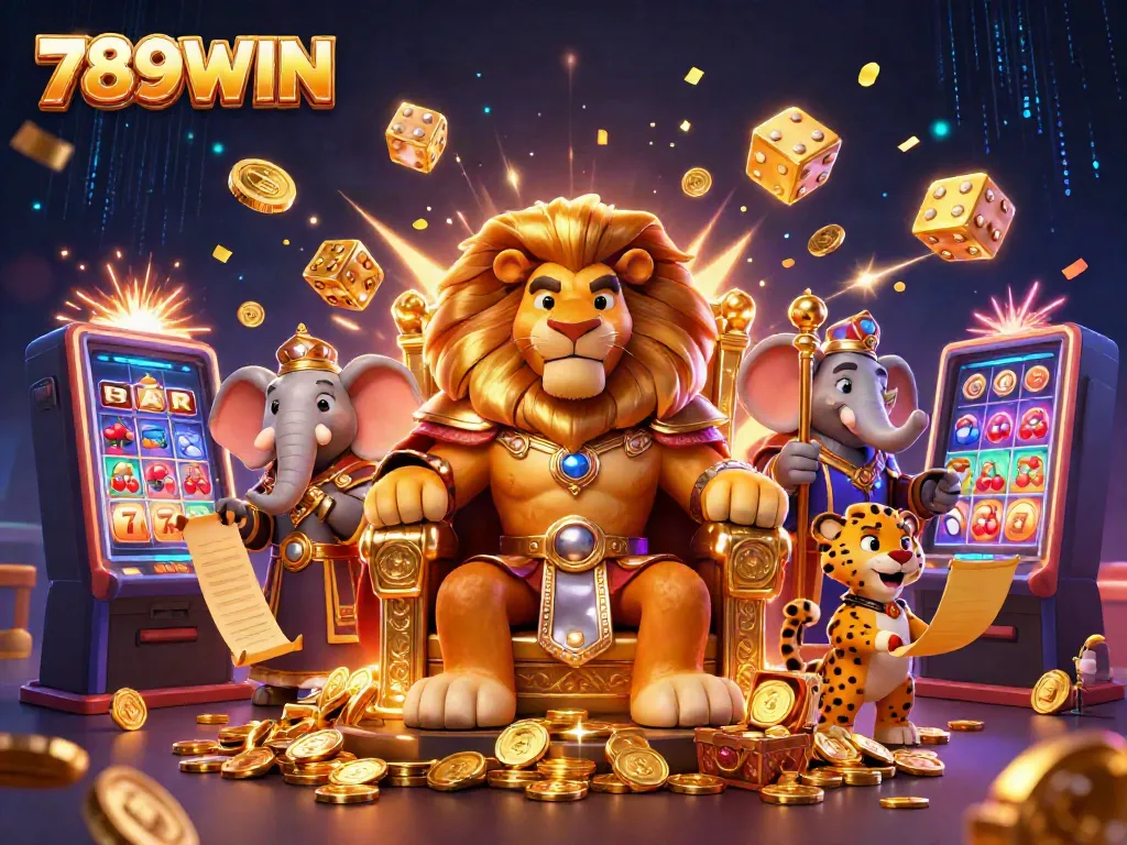 Experience exciting wins at 789WIN with a vibrant scene of casino royalty and jackpot excitement.