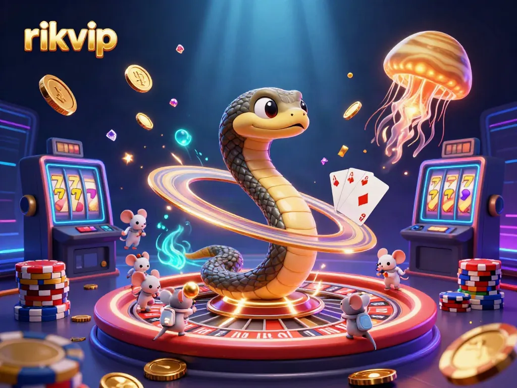 Engage with the thrilling experience at rikvip, where 3D characters celebrate wins with spinning roulette wheels and vibrant slot machines.