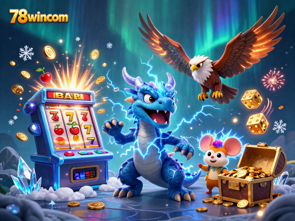 Experience excitement with 78wincom's vibrant 3D casino illustration bursting with action and rewards.