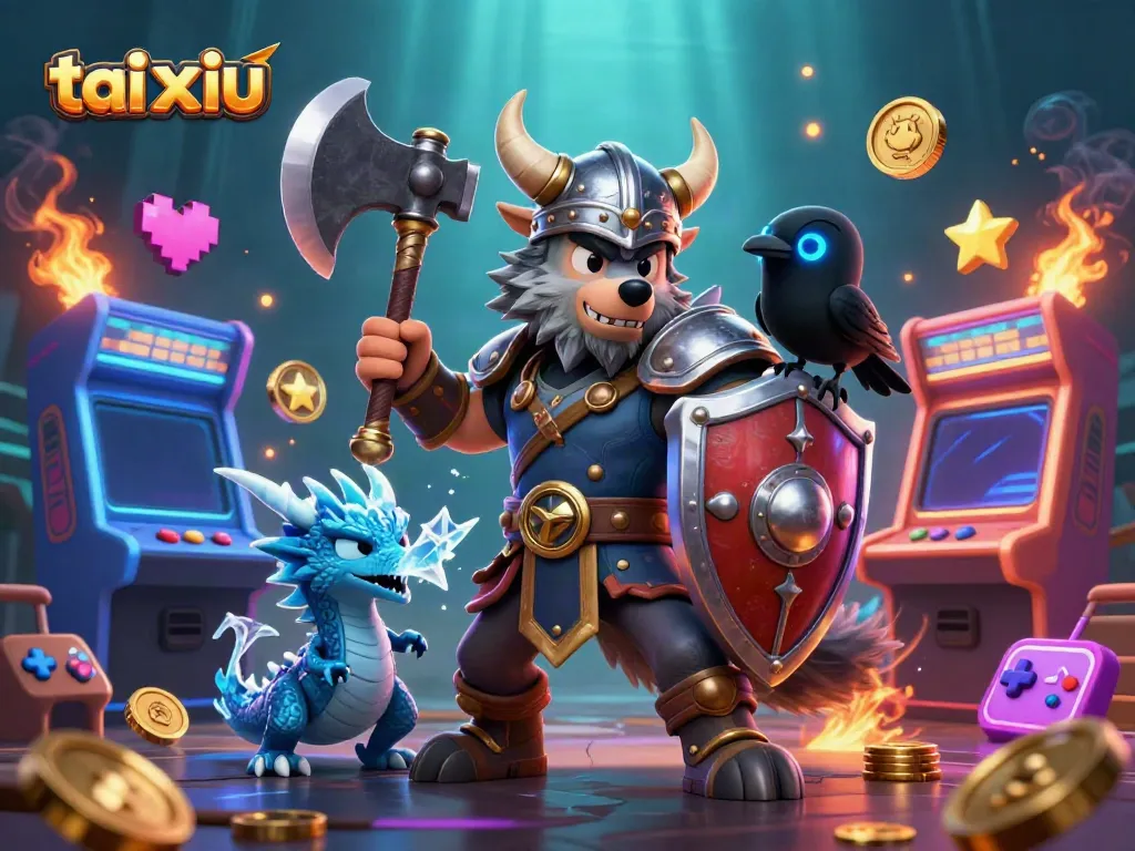 Experience the thrilling game of tai xiu as a Viking warrior and dragon bring the casino to life.