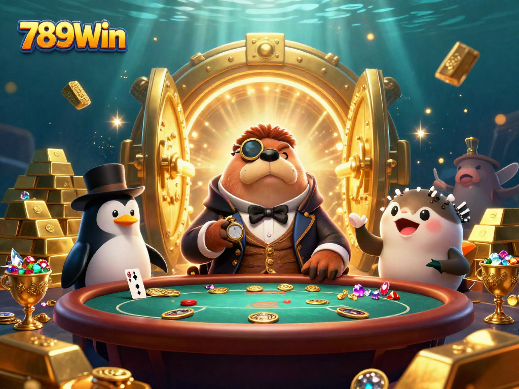 Unleash your luck with 789Win at an underwater poker table with vivid characters and treasures!