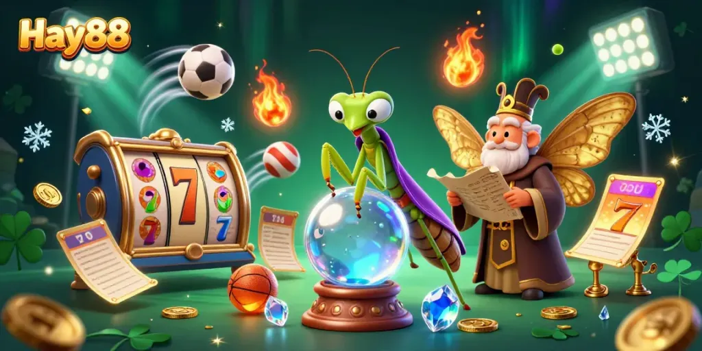 Experience the excitement of Hay88 slots with a vibrant 3D scene showcasing dynamic casino elements.
