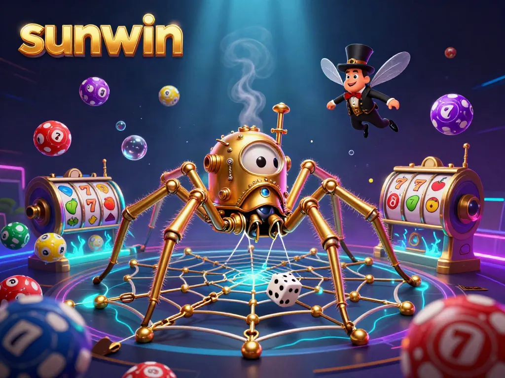 Engage with sunwin gaming excitement, where luck meets strategy in a vibrant 3D illustrated casino scene.