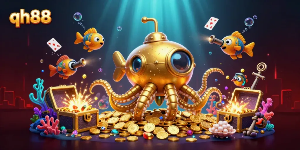 Experience thrilling entertainment at qh88 with a rich scene of underwater adventure and casino excitement.