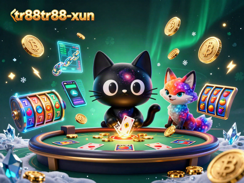 Spin to win with tr88tr88-xun's cosmic casino featuring vibrant characters and crypto elements.