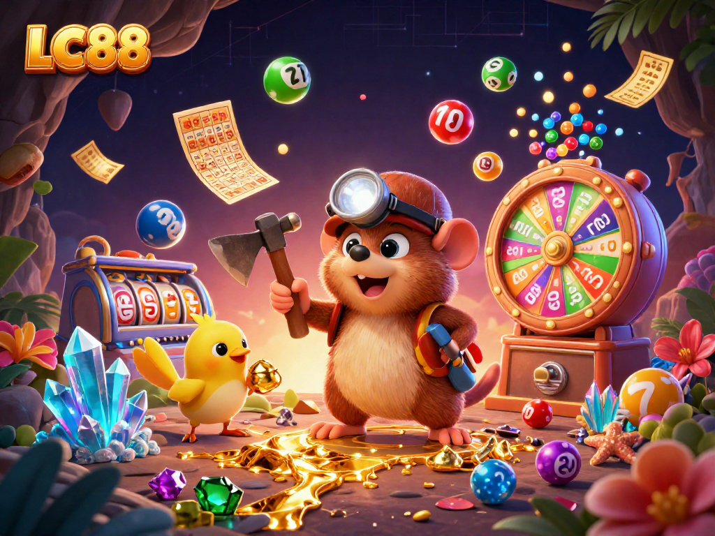 Experience thrilling gameplay at LC88 with vibrant characters in a packed casino scene.