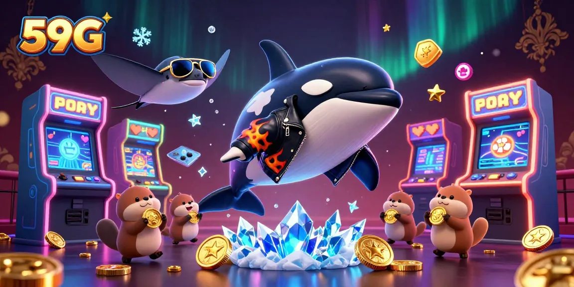 Join the fun at 59G Casino with vibrant characters and golden treasures around exciting games.