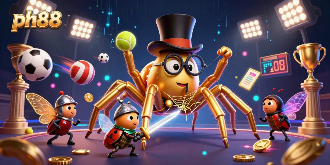 Experience thrilling gameplay at ph88 with a gold tarantula, knight, and sports betting elements.