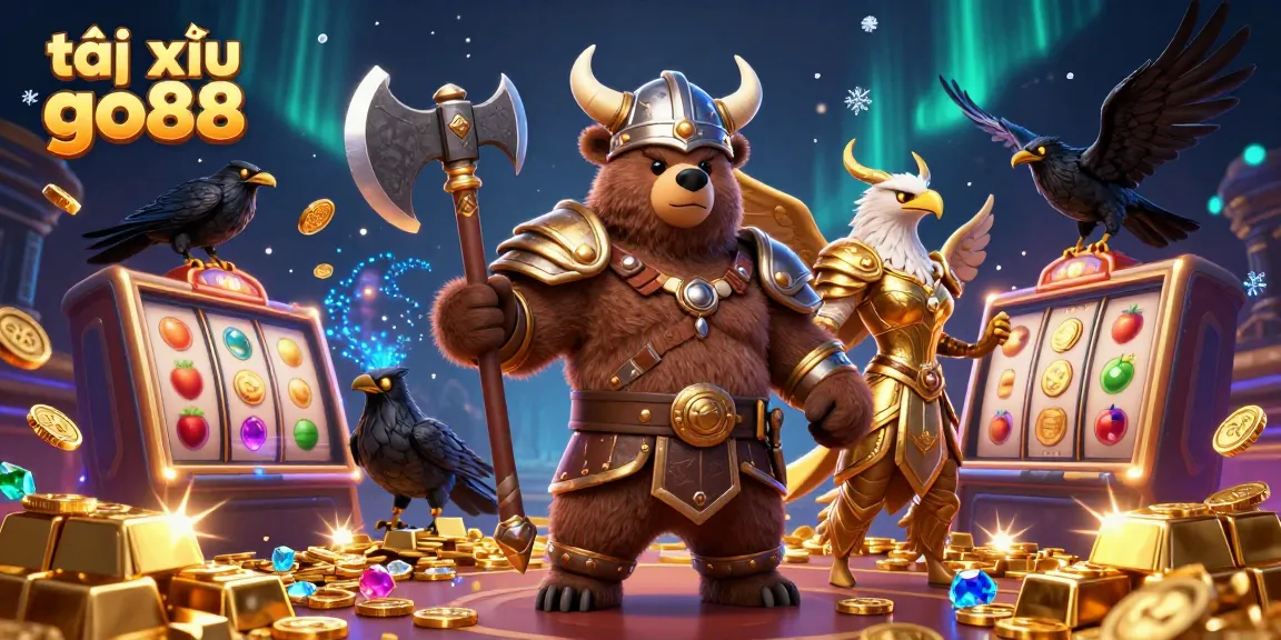Experience thrilling gaming action with tài xỉu go88 featuring dynamic slot reels, gold coins, and vibrant casino elements.