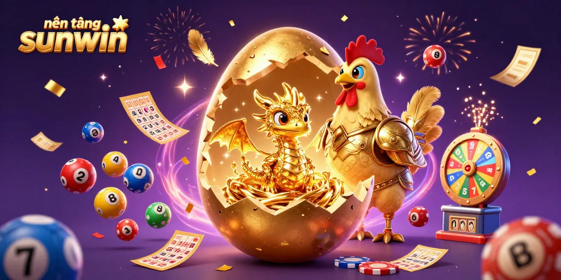 Experience the excitement of the nền tảng sunwin with a vibrant golden dragon amidst lottery and gaming elements.