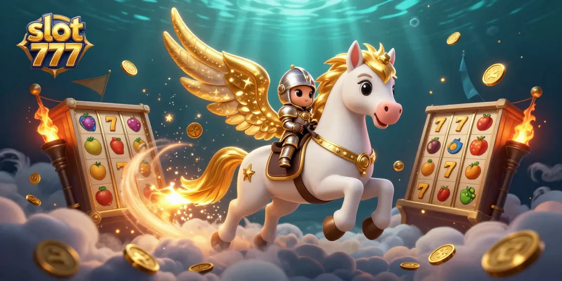 Engage with thrilling slot 777 games featuring a celestial horse galloping through clouds.