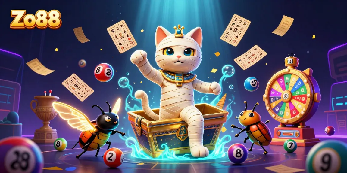Play exciting games at Zo88 with an Egyptian mummy cat and dynamic casino elements.