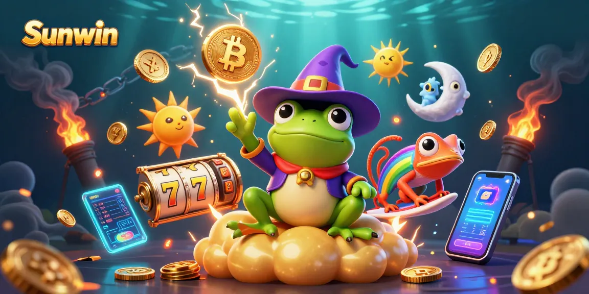 Experience Sunwin's thrilling action with vibrant characters amidst a storm of golden coins.