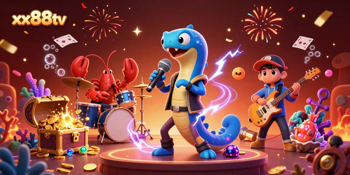 Engage with dynamic gambling action on xx88tv's underwater casino stage featuring vibrant characters.