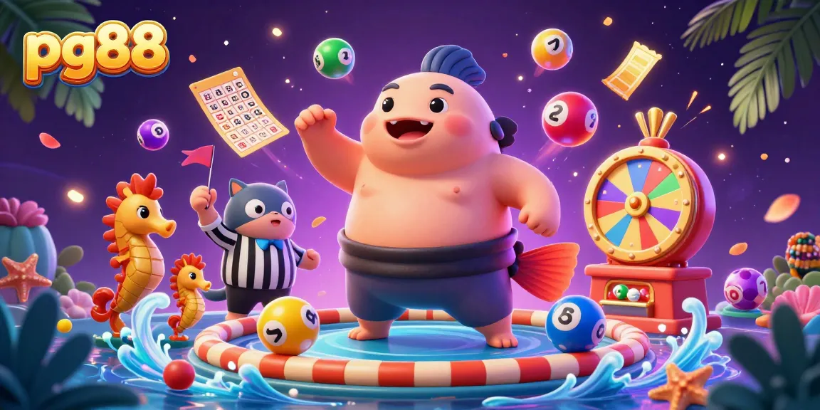 Experience excitement at pg88 with a vibrant underwater casino scene featuring dynamic lottery elements and a cheerful atmosphere.