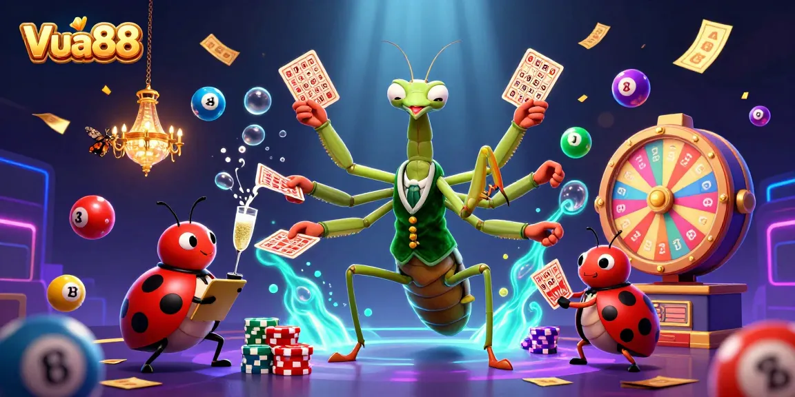 Vua88 brings excitement to gambling with a 3D illustration of playful characters and dynamic game elements.