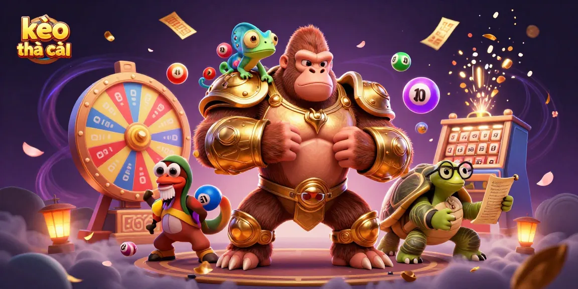 Engage with kèo nhà cái in a vibrant scene featuring a powerful gorilla king and dynamic elements of chance.