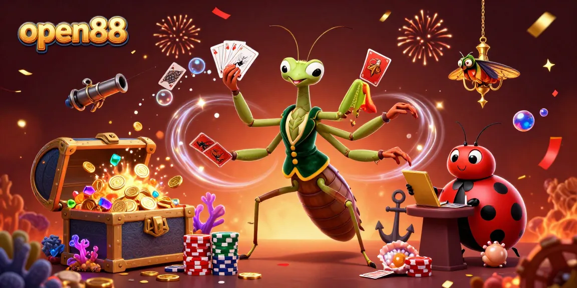 Open88 showcases thrilling casino action with vibrant characters and dynamic gaming elements.