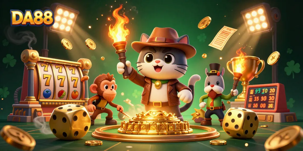 Engage with DA88 as a cat explorer and monkey companion uncover golden casino treasures!