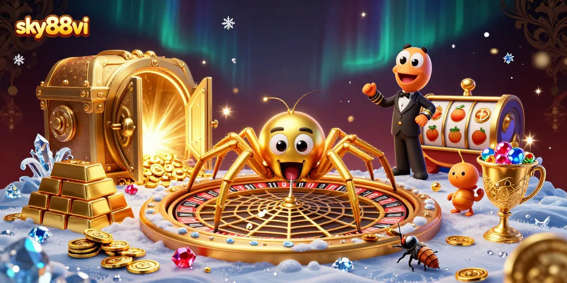 Engage in winning strategies with sky88vi's vibrant casino-themed 3D illustration.