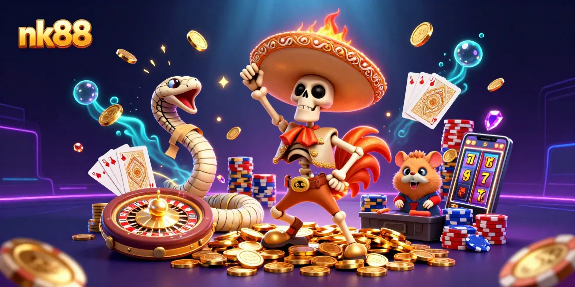 Engage with nk88's thrilling casino world featuring vibrant characters and dynamic gameplay elements.